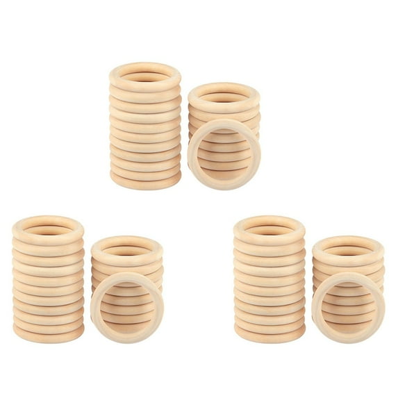 90Pcs 70mm Wood Rings,Wooden Ring Wood Circles for DIY Crafts, Macrame Plant Hanger,Ornaments and Jewelry Making,90 x Wood Rings,Wood Color