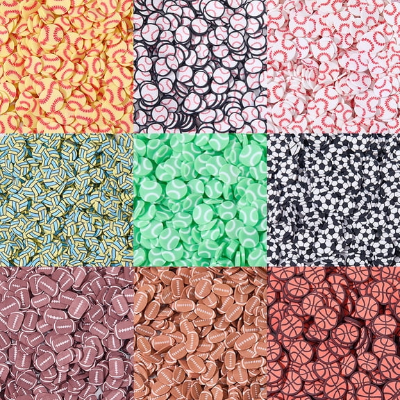 90Pcs 9 Styles Handmade Polymer Clay Beads Flat Round with Pattern Mixed Color 5~8x0.5~0.7mm 10g/style diy