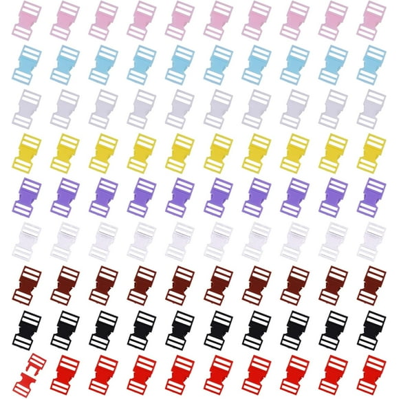 90Pcs 9Colors Mini Plastic Buckles Quick Release Buckles Breakaway Adjustable Buckle Clasps Belt Buckle for Mini Doll Clothes Sewing