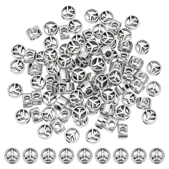 90Pcs Airplane Bead Tibetan Style Alloy European Beads Large Hole Beads Flat Round with Plane Spacer Loose Bead DIY