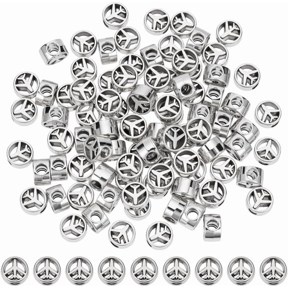 90Pcs Airplane Bead Tibetan Style Alloy European Beads Large Hole Beads Flat Round with Plane Spacer Loose Bead
