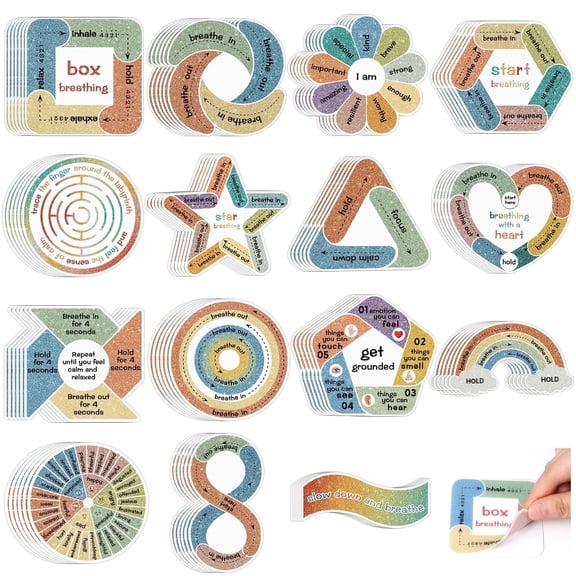 Neasyth 90 Pcs Anxiety Sensory Stickers Calm Stickers, Adhesive Textured Fidget School Office Supplies