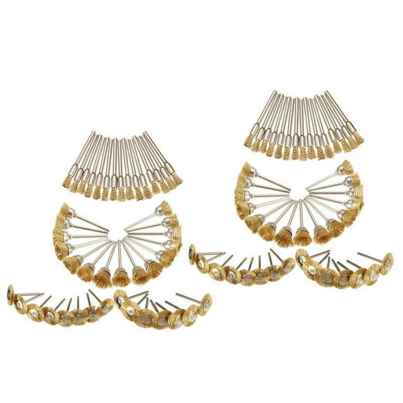 90Pcs Copper Wire Brush Wheel Sanding Accessories for Rotary Grinder Tools,90 x Steel Wire Wheel Brush,Pictures color