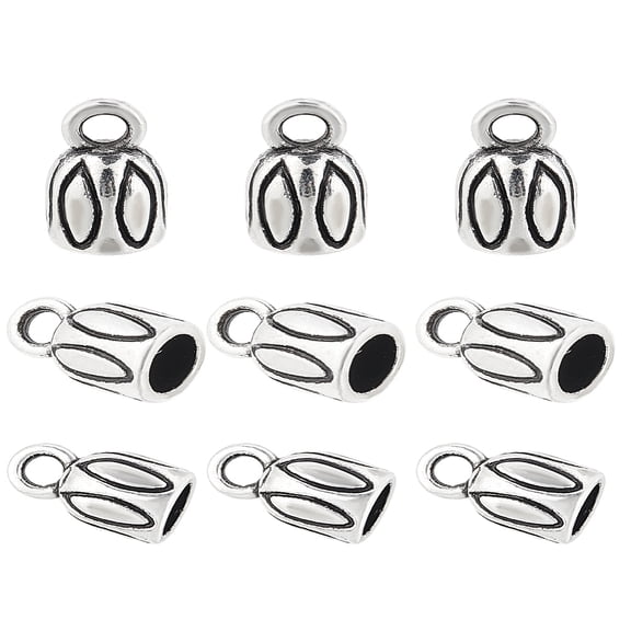 90Pcs Cord Ends Caps Silver Leather Cord End Cap Barrel Beads End Caps Alloy Thread Ends Tube Crimp Beads End Caps for Tassels Earring Bracelet