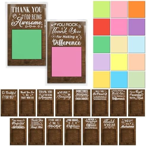 90Pcs Employee Appreciation Gifts Bulk Sticky Notes with Wooden Pad Holder and OPP Bags, Inspirational Sticky Note Organizer Christmas Gifts for Coworker Teacher Nurse Office Supplies$$Office