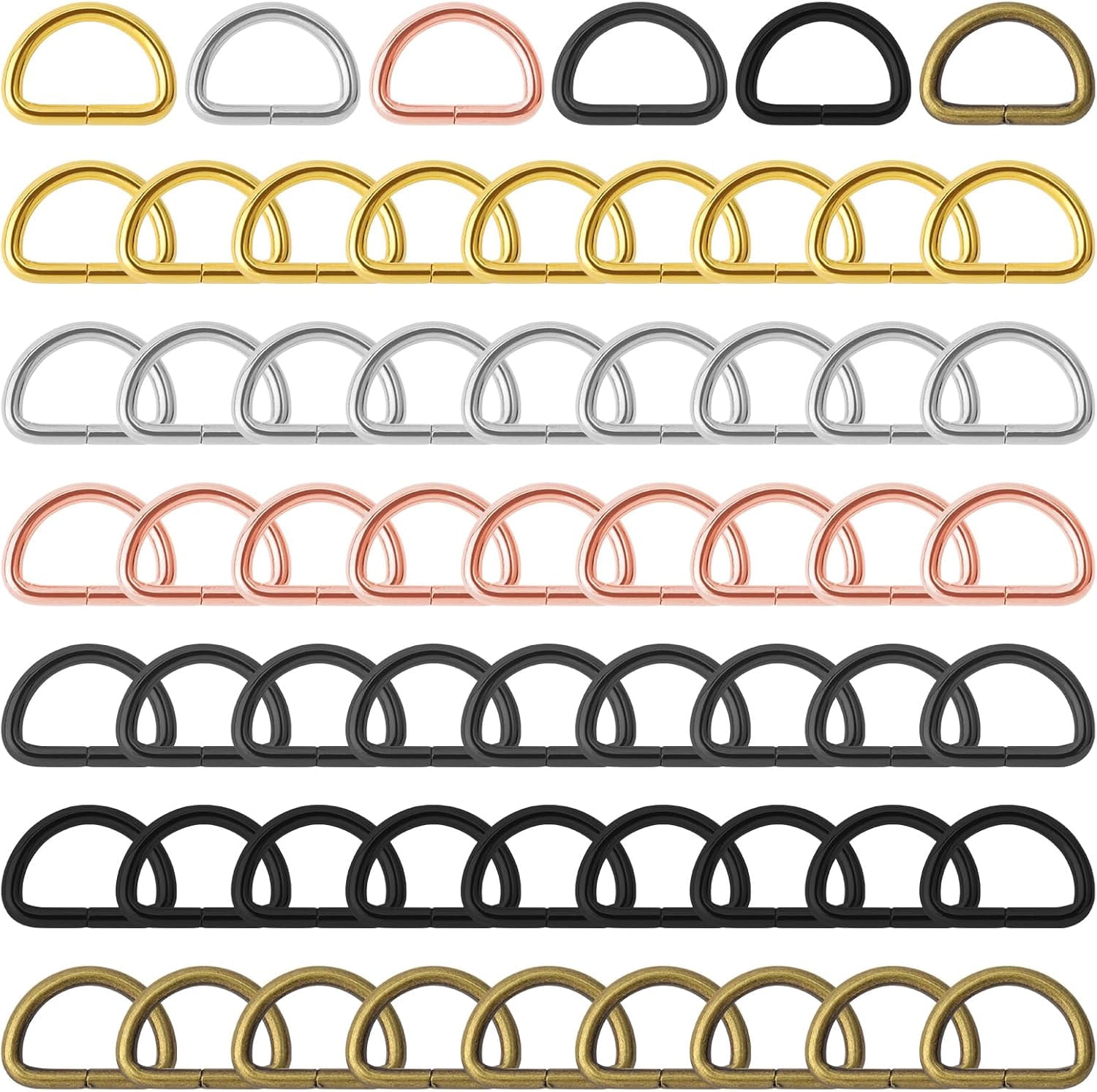 90Pieces 1/2" Metal D Ring 6Colors Metal Purse Straps Buckle D-Shape Multi Purpose Hardware Dee Rings Semi Circular D Ring for Dog Collars Backpacks Handbag Purse Clothes Sewing DIY Accessories