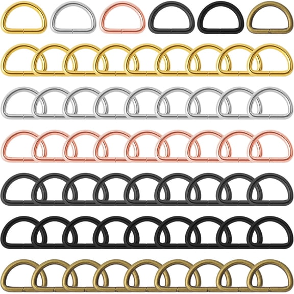 90Pieces 1/2" Metal D Ring 6Colors Metal Purse Straps Buckle D-Shape Multi Purpose Hardware Dee Rings Semi Circular D Ring for Dog Collars Backpacks Handbag Purse Clothes Sewing DIY Accessories