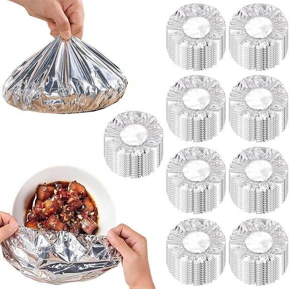 90Pieces Aluminum Foil Food Covers - Insulation Cover for Kitchen Dishes, Warmth Retention, Reusable and Stretchable, Fits Plates, Bowls, and Containers