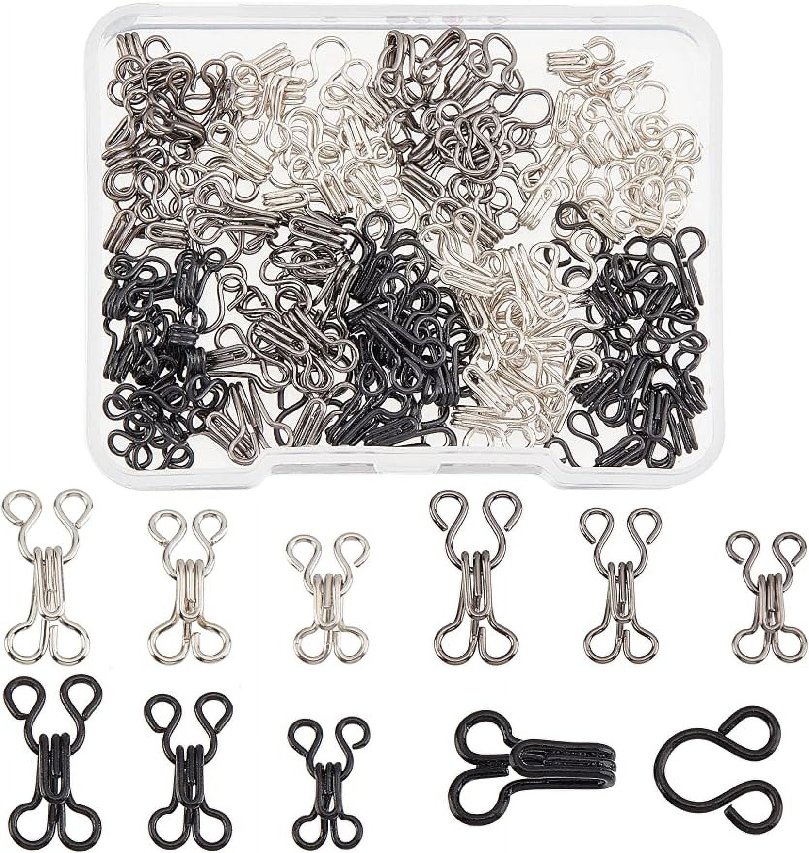 90Sets Sewing Hooks and Eyes Closure Iron Bra Hooks Replacement with a  Plastic Box for Clothing Jacket Skirt Trousers(Mixed Color) 