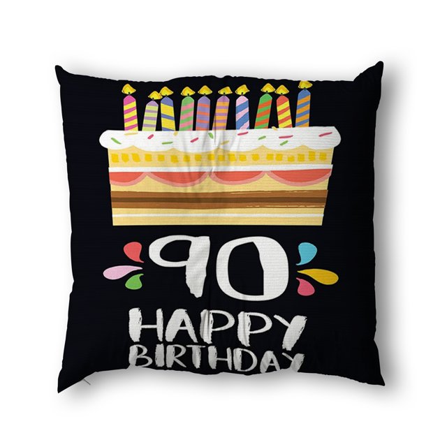 90Th Birthday Print,24x24in Decorative Farmhouse Throw Pillow Case
