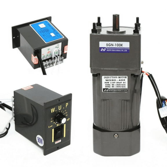 90W 110V AC Gear Motor Electric Motor Variable Speed Controller 100K 13.5RPM