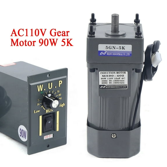 90W 110V AC Gear Motor Electric Variable Speed Controller Torque 1:5 0-270RPM