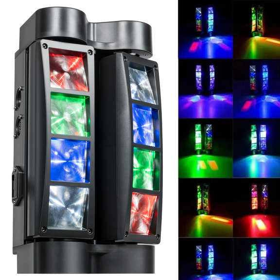 90W 8 LEDs Spider Moving Head Stage Lighting, DMX Disco Party DJ Light with Dynamic Effects, for Home Parties, Discos, and Night Clubs