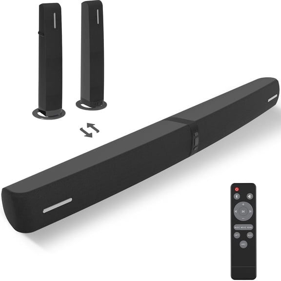 90W Detachable Sound Bar for Smart TV, Bluetooth Soundbar with ARC/Optical/AUX, Auto Volume Boost and 3 EQ Modes