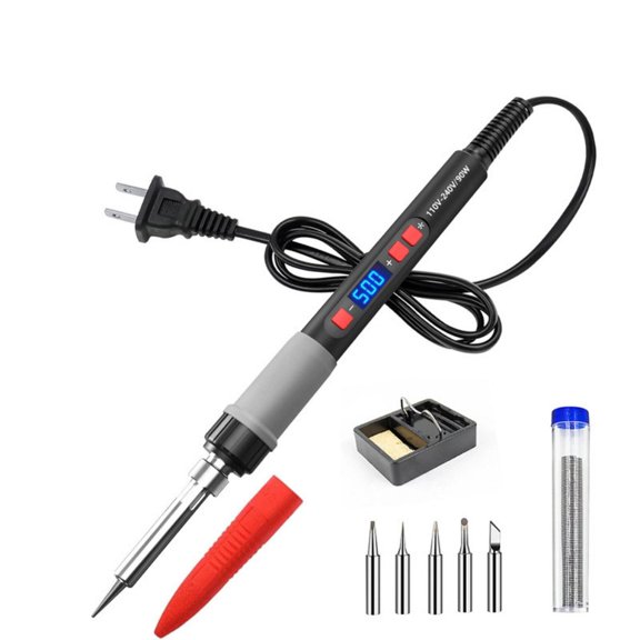 90W Digital Soldering Iron Kit - LCD Temperature Display Welding Pen With Ceramic Heater, Adjustable 180-500°C (356-932°F), Rapid Heating Solder Iron For PCB Repair, DIY Electronics & Circuit Board