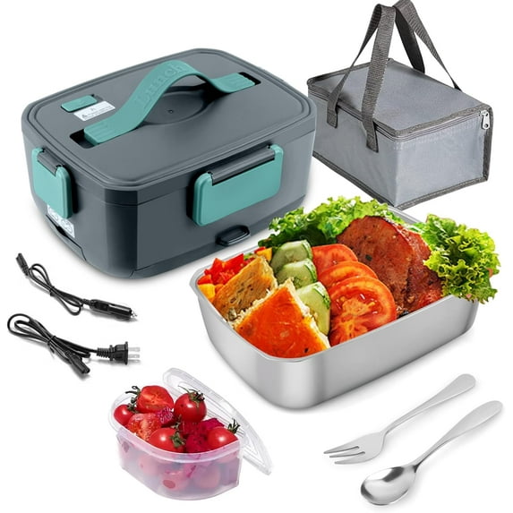 2-in-1 Heated Lunch Box, 90W Portable Food Warmer with Removable Stainless Steel Container