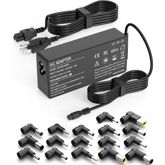 90W Laptop Charger AC Adapter Compatible with IBM Gateway Fujitsu Notebook Ultrabook Chromebook Adapter with 17 Tips