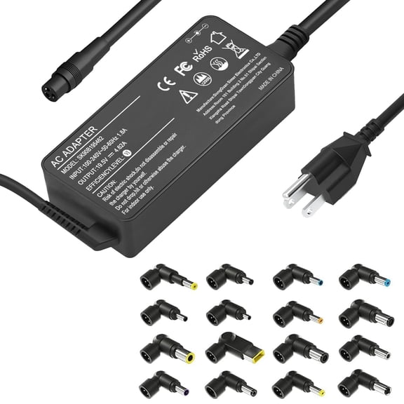 90W Laptop Charger Power Adapter for HP Dell Acer Asus Toshiba Samsung Notebook, 16-in-1 Interchangeable Tips Universal AC Power Cord (Black)