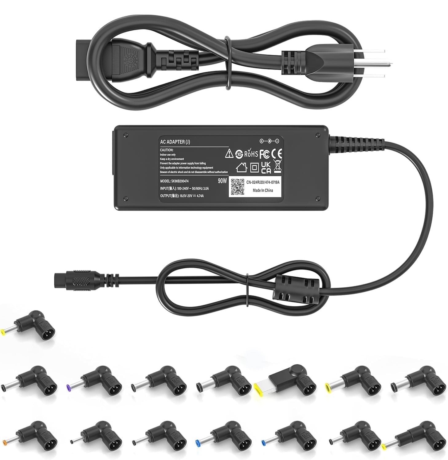 90W Universal Laptop Charger for HP Lenovo ASUS Toshiba Acer Dell Samsung Fujitsu Gateway MSI IBM Chromebook Notebook Ultrabook Adapters Power Supply Cord with 15 Connectors