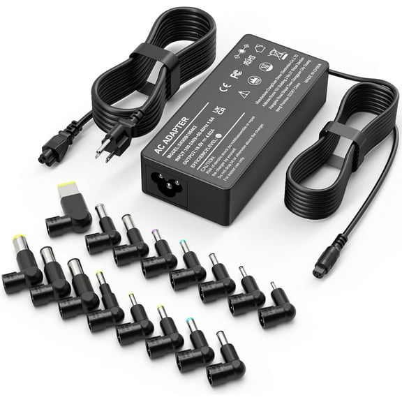 90W Universal Laptop Charger, Compatible with HP Lenovo, Dell Acer, Asus, Toshiba, IBM Fujitsu Laptop, Ultrabook, Chromebook Computer Charger, AC Adapter, Power Cord with 16 Ports