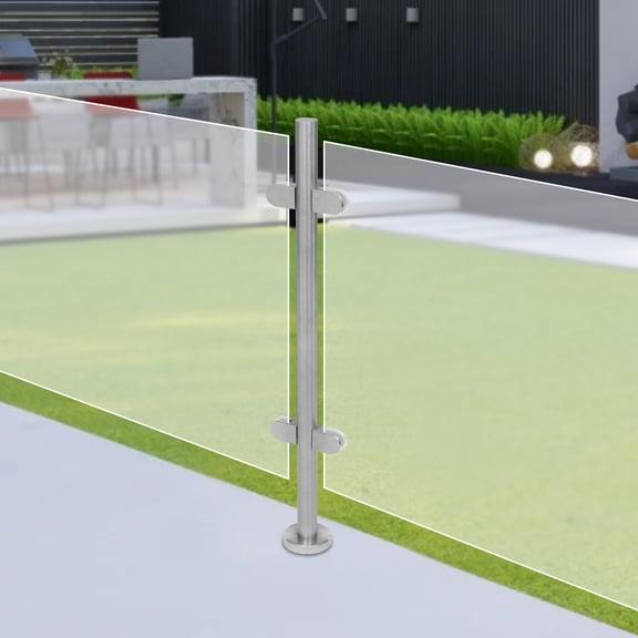 90cm 176.37lbs Capacity Stainless Steel Glass Railing Middle Post for Villas, Balcony, Stairway