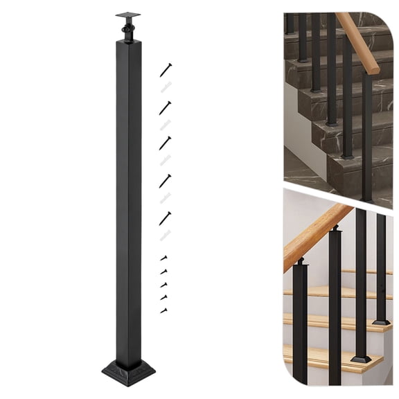 90cm/ 35.43in Stair Balusters Posts Deck Iron Railing Building Fence Post Black