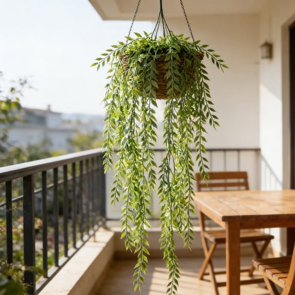 90cm Artificial Willows Leaves Branches, Soft Plastic Rattan Vines, Decorative Greenery for Indoor Courtyard and Home