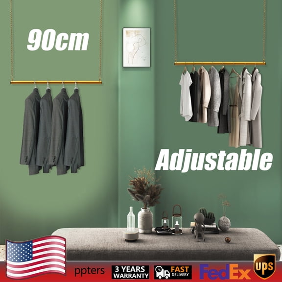90cm Clothes Display Rack Adjustable Chain Hanging Display Metal Shelf Boutique for Cloakrooms, Clothing Retail Stores, Homes, Laundry Room