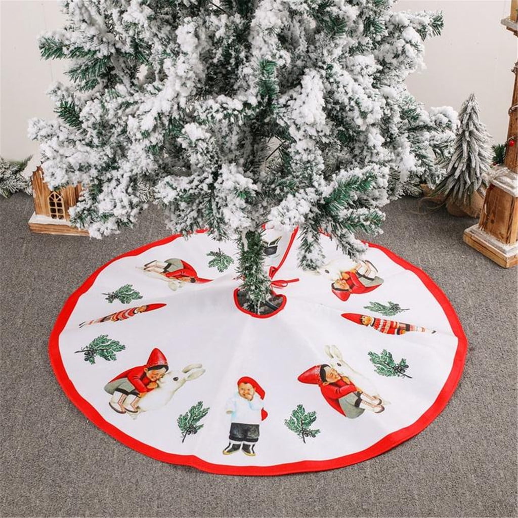90cm Diameter Nonwoven yellow background Tree Skirt with Cute Boy and