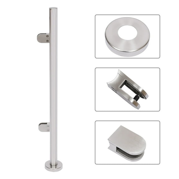 90cm Glass Railing Post Stainless Steel Pool Stair Handrail Column Balustrade Floor Standing