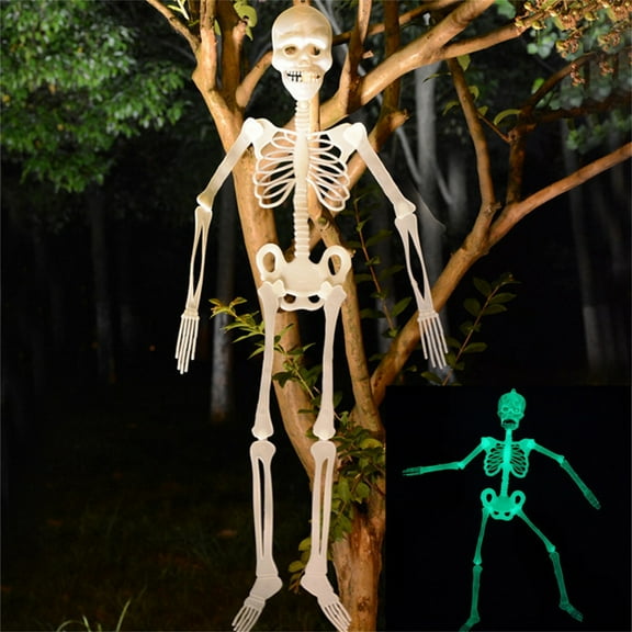90cm Luminous Glow In The Dark Skeleton Body Halloween Decoration Prop With Movable Limbs