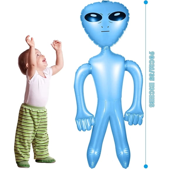90cm UFO Alien Model Green Purple Blue Kids Adult Inflatable Toys Halloween Funny Cosplay Props UFO Birthday Party Supplies