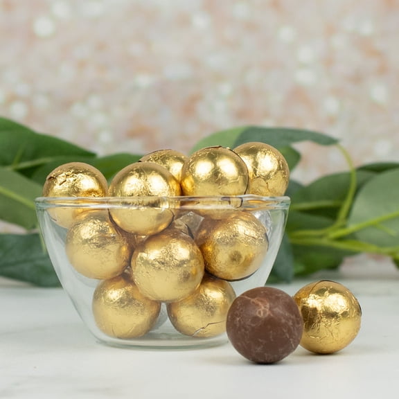 90ct Gold Foiled Bulk Candy Milk Chocolate Balls For Favors, Candy Bowls & Dessert Tables (2.5lb)