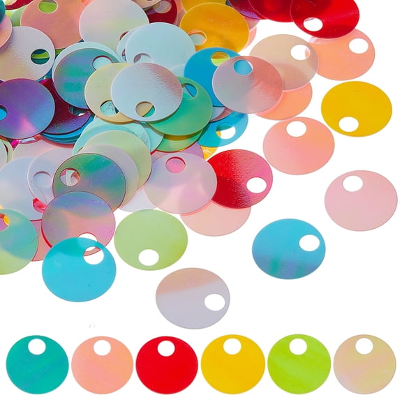 90g Flat Sequin Paillettes 19.5mm Round Loose Sequins Loose Glitter Foil Sequins Colorful PVC Iridescent Applique for Garment Shoe