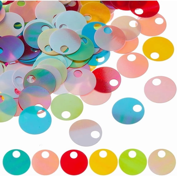90g Flat Sequin Paillettes 19.5mm Round Loose Sequins Loose Glitter Foil Sequins Colorful PVC Iridescent Applique