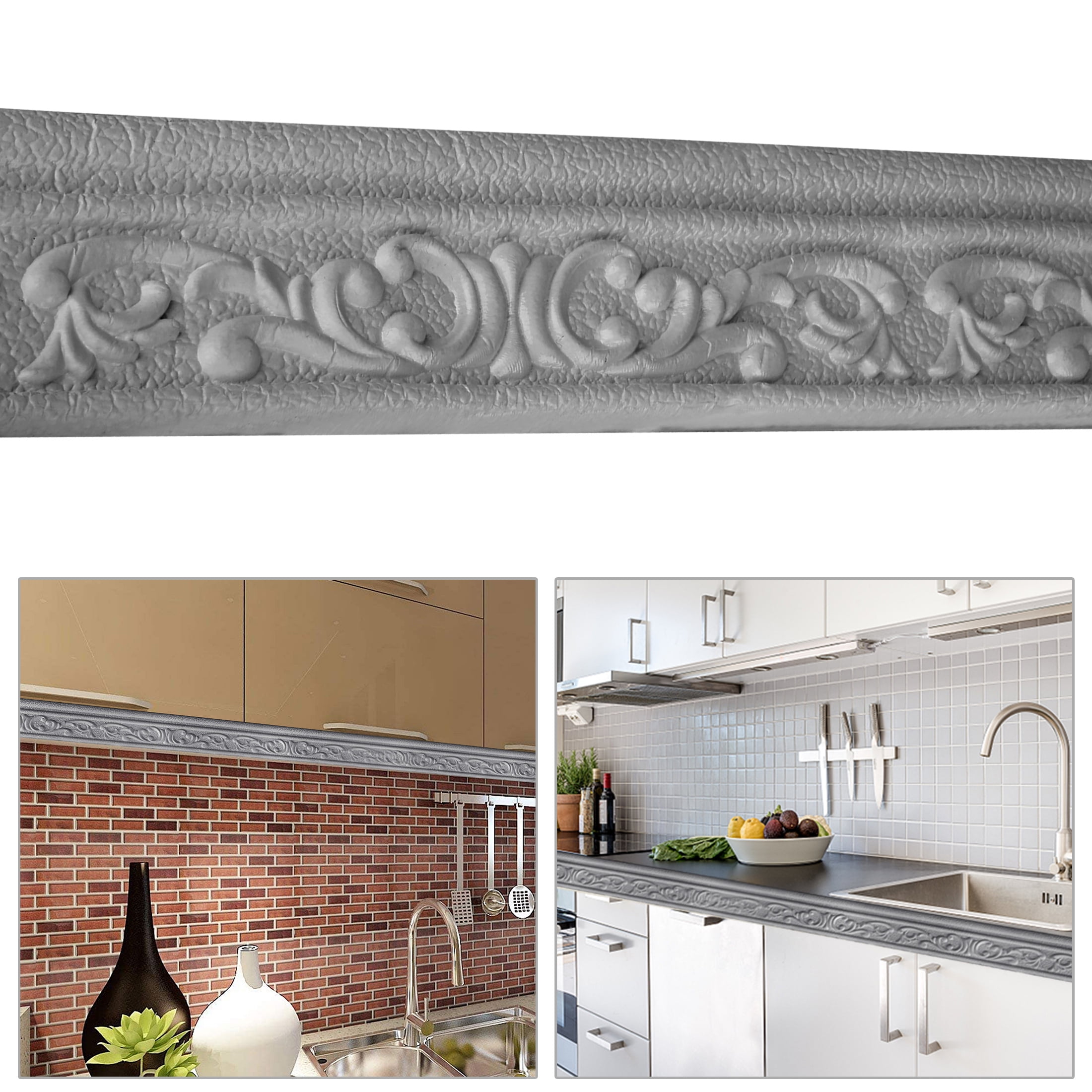 TSV 90in Peel & Stick PVC Baseboard, Flexible 3D Foam Wall Border