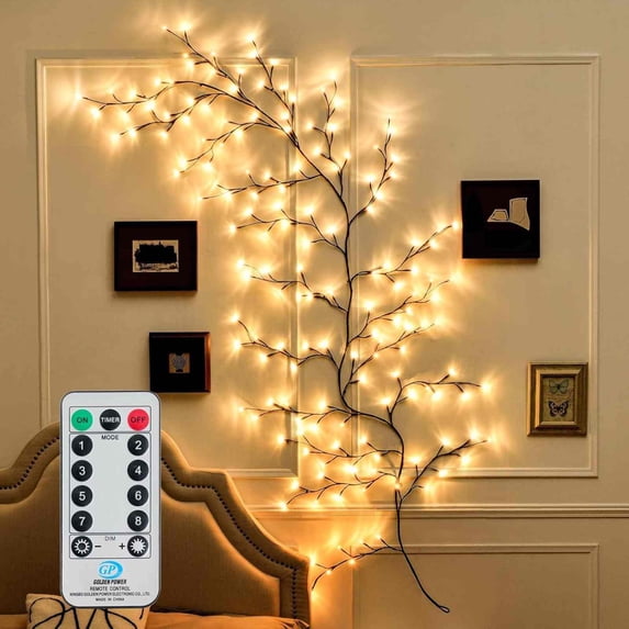 90inchH Tree branch Lights with Remote, Wood Christmas Decor Indoor ...