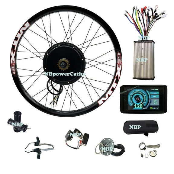90km/h Speed 27.5inch 135mm Dropouts E-bike Kit 48V-72V 3000w E bike Conversion Kit Rear Wheel with 80A Dual Hall Controller and UKC1 Display