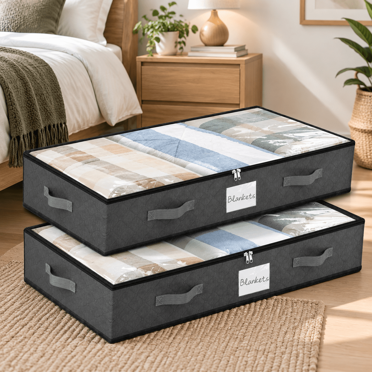 90l Under Bed Storcontainers Bags Organizers 2-pack Gray - Walmart.com