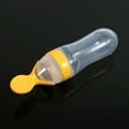 thumbnail image 1 of 90mL Silicone Baby Toddler Feeding Bottle with Spoon Fresh Food Cereal Squeeze Feeder (Yellow), 1 of 5