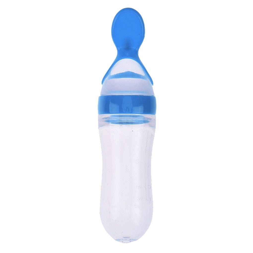 90ml Silicone Squeeze Baby Infants Rice Cereal Bottles with Spoon
