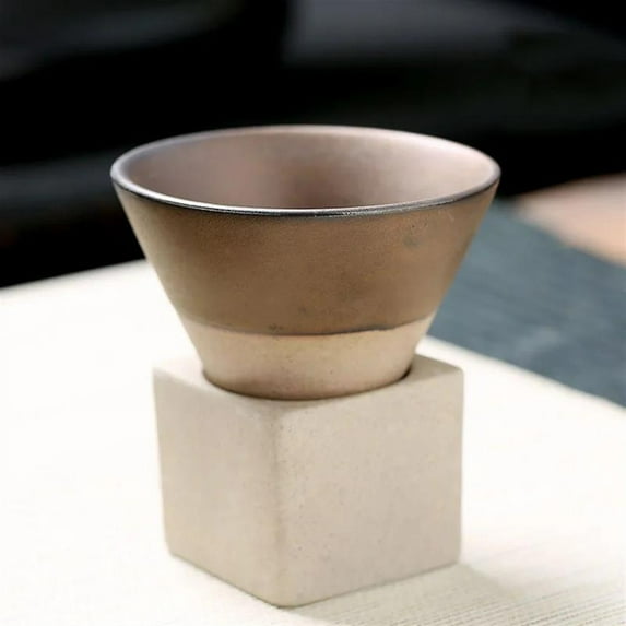 90ml Vintage Creative Pottery Coffee Mug Rough Pottery Tea Mug Japanese Latte Pull Flower Porcelain Cup