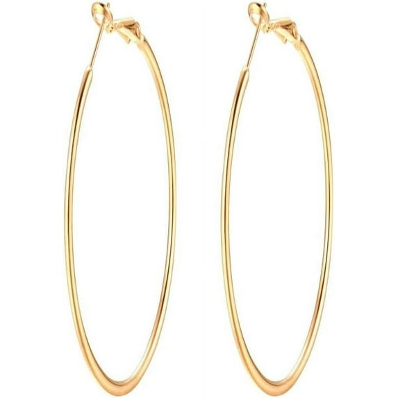 90mm(3.5'') Large Circle Endless Hoop Earrings Hypoallergenic Extra Big Round Huggie Hoops Earring Minimalist Hooped Christmas Jewelry Gifts for Women