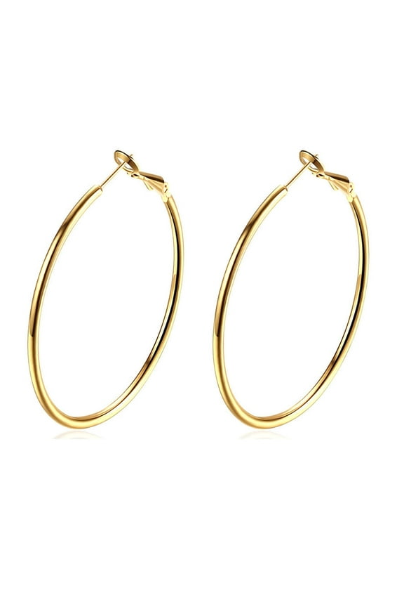 90mm Large Gold Hoop Earrings Big Huggie Hoops for Women