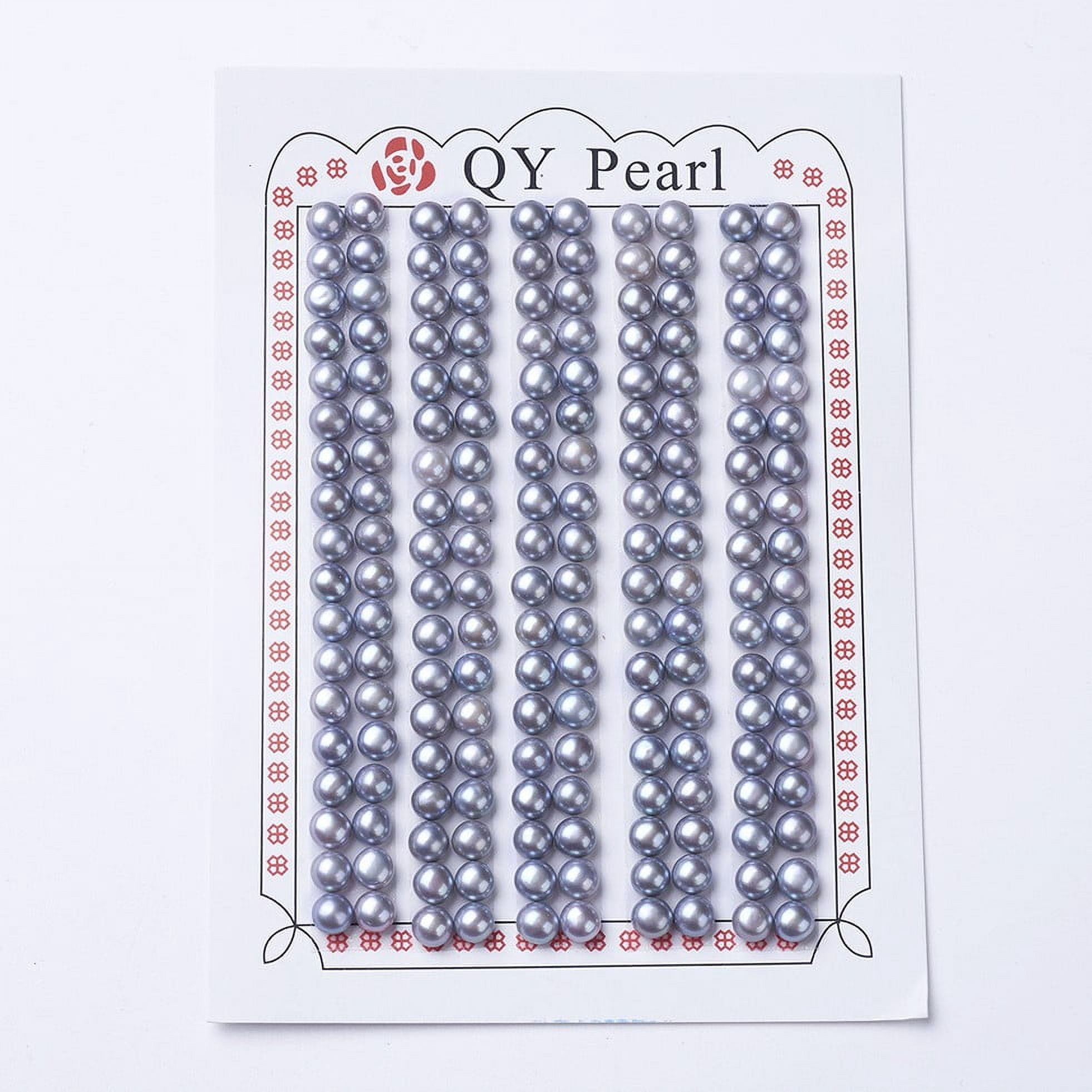 90pairs Cultured Freshwater Pearl Beads Half Drilled Round Slate Blue 4.5~5x4mm Hole: 1mm