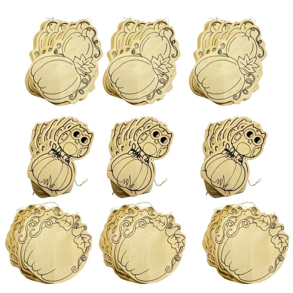 90pc Wooden Customizable Ornament Shapes Group Activity Set - for Fall - Factory Direct Craft