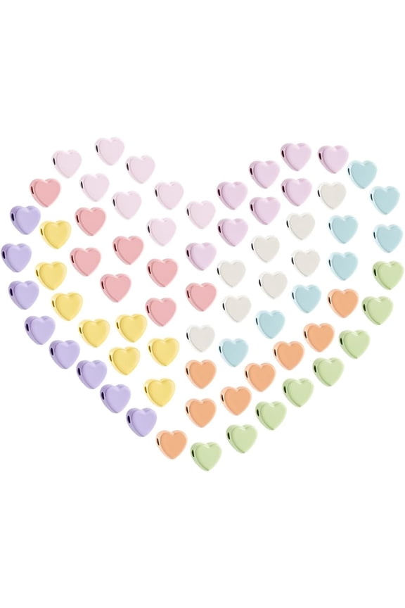 90pcs 9 Candy Colors Flat Heart Beads 4.5mm Kawaii Heart Shaped Spacer Bead Cute Love Beads Macaron Bead for Bracelets Spring Necklace Jewelry DIY Crafts Valentines Mother's Day