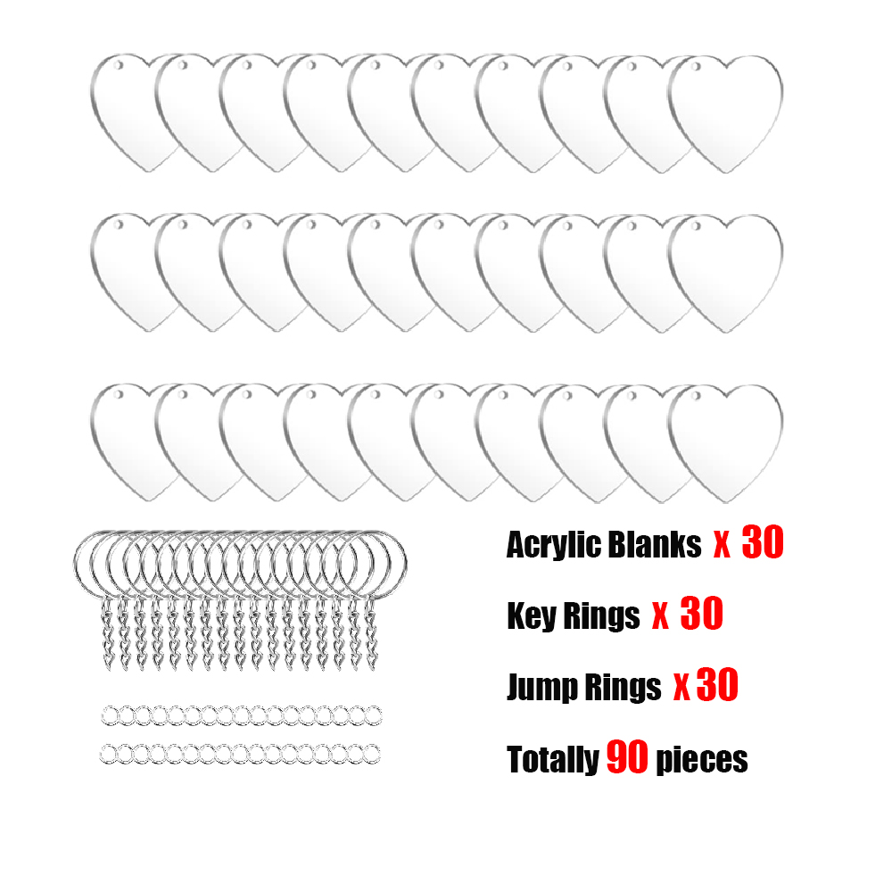 Round Key Discs 90pcs Acrylic Keychain Blanks Clear Round Acrylic Ornament Blank 2 Inch ...