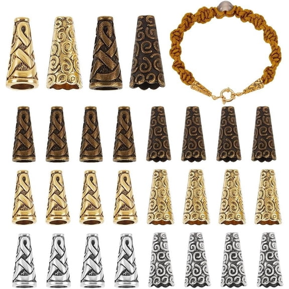 90pcs Bead Cone Caps Metal Beads End Caps Apetalous Spacer Beads Caps Tibetan Style Cone Bead