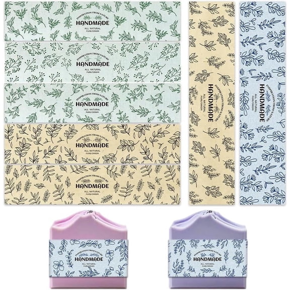 90pcs Branch Soap Wrappers for Homemade Soap 9 Styles Plant Leaves Soap Labels Soap Packaging Paper Crafts Wrapper for Handmade Soap Lotion Bars Bath Gift Wrapping 8.3x1.97inch Mixed Color 1set